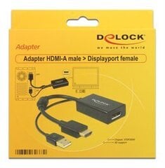 Адаптер Delock - HDMI(M)+USB(Power)->Displayport 1.2(F) 24 см цена и информация | Адаптеры и USB-hub | kaup24.ee