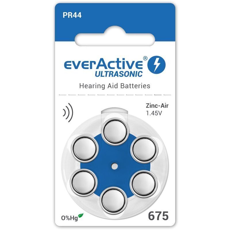 everActive Ultrasonic patareid kuuldeaparaadile PR44 675, 6 tk. hind ja info | Patareid | kaup24.ee