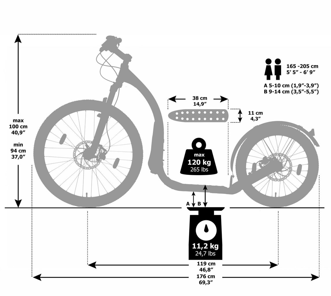 Tõukeratas KICKBIKE CROSS MAX 20HD, must цена и информация | Tõukerattad | kaup24.ee