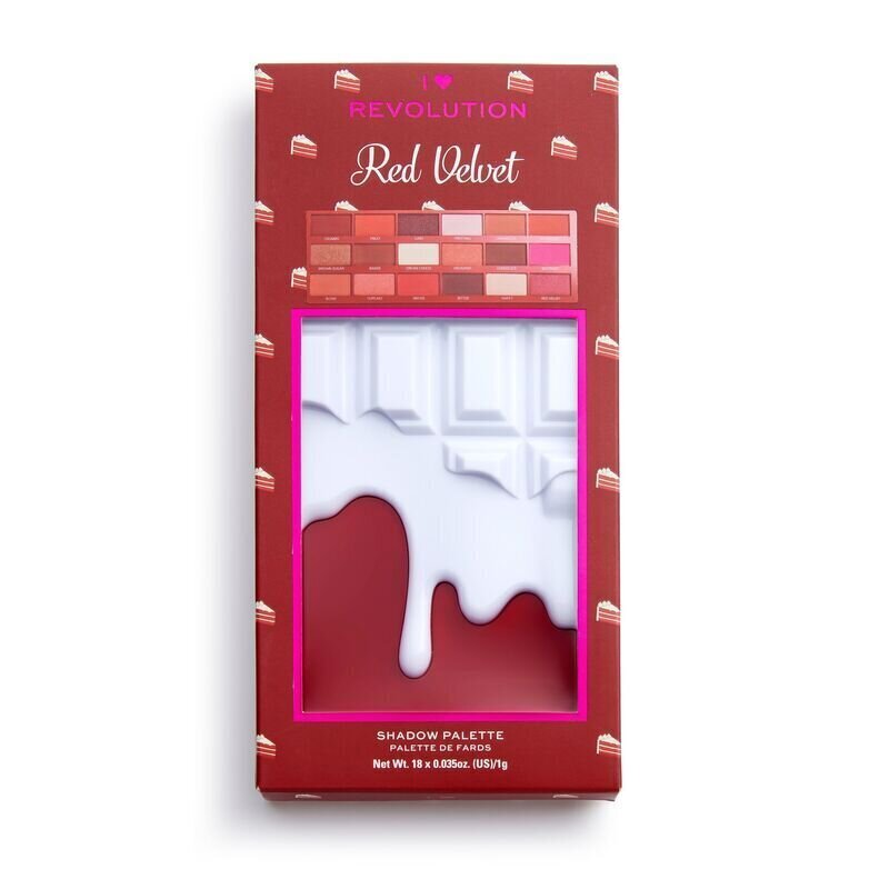 Lauvärvipalett I Heart Revolution Chocolate Red Velvet 18 g цена и информация | Ripsmetušid, lauvärvid, silmapliiatsid, seerumid | kaup24.ee