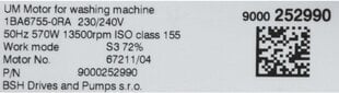 Bosch Siemens Motor Originaal 00144797 hind ja info | Kodumasinate lisatarvikud | kaup24.ee