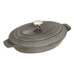 Staub Ovaalne malmist pajanõu kaanega 23x17 cm hall цена и информация | Формы, посуда для выпечки | kaup24.ee