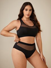 Plus Contrast Mesh pesukomplekt · Must · 4XL цена и информация | Нательные женские майки | kaup24.ee