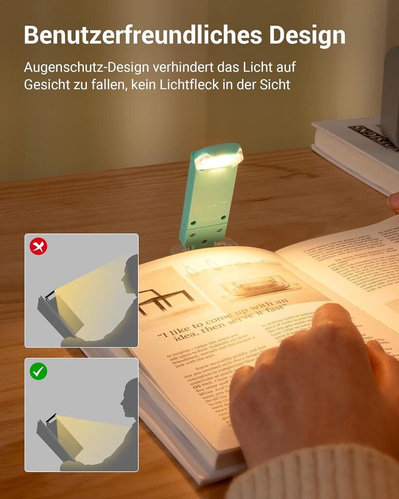 Lugemisvalgusti raamatuklamber USB-laadimine voodi kõrval lugemisvalgusti klamber 2 reguleeritava heledusega raamatuvalgusti soe valge lugemistuli roheline hind ja info | Laualambid | kaup24.ee
