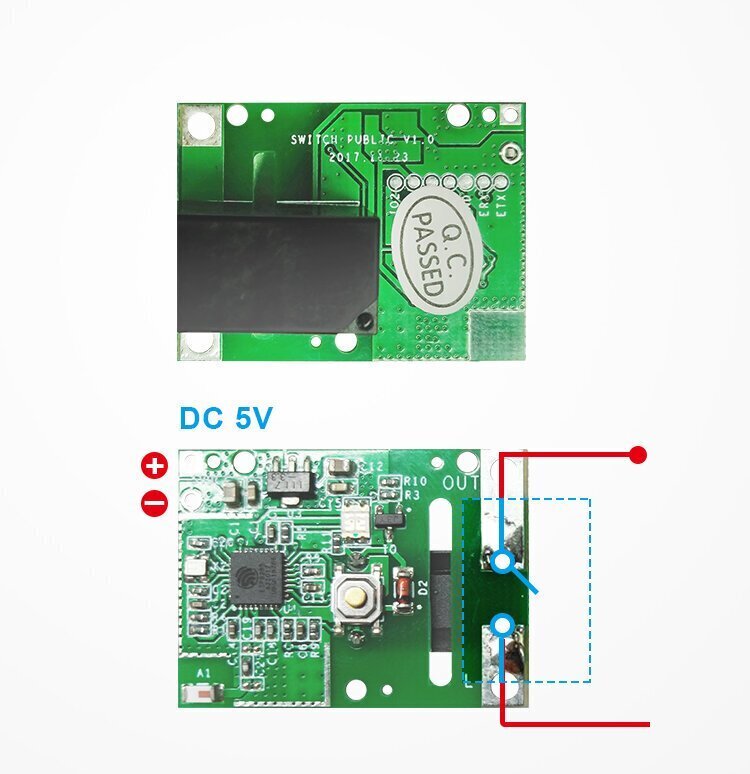 Nutikas Wi-Fi 5V releemoodul Sonoff RE5V1C impulsi- ja iselukustusrežiimidega, rakenduses juhitav, Wi-Fi, hääljuhtimine цена и информация | Valvesüsteemid, kontrollerid | kaup24.ee