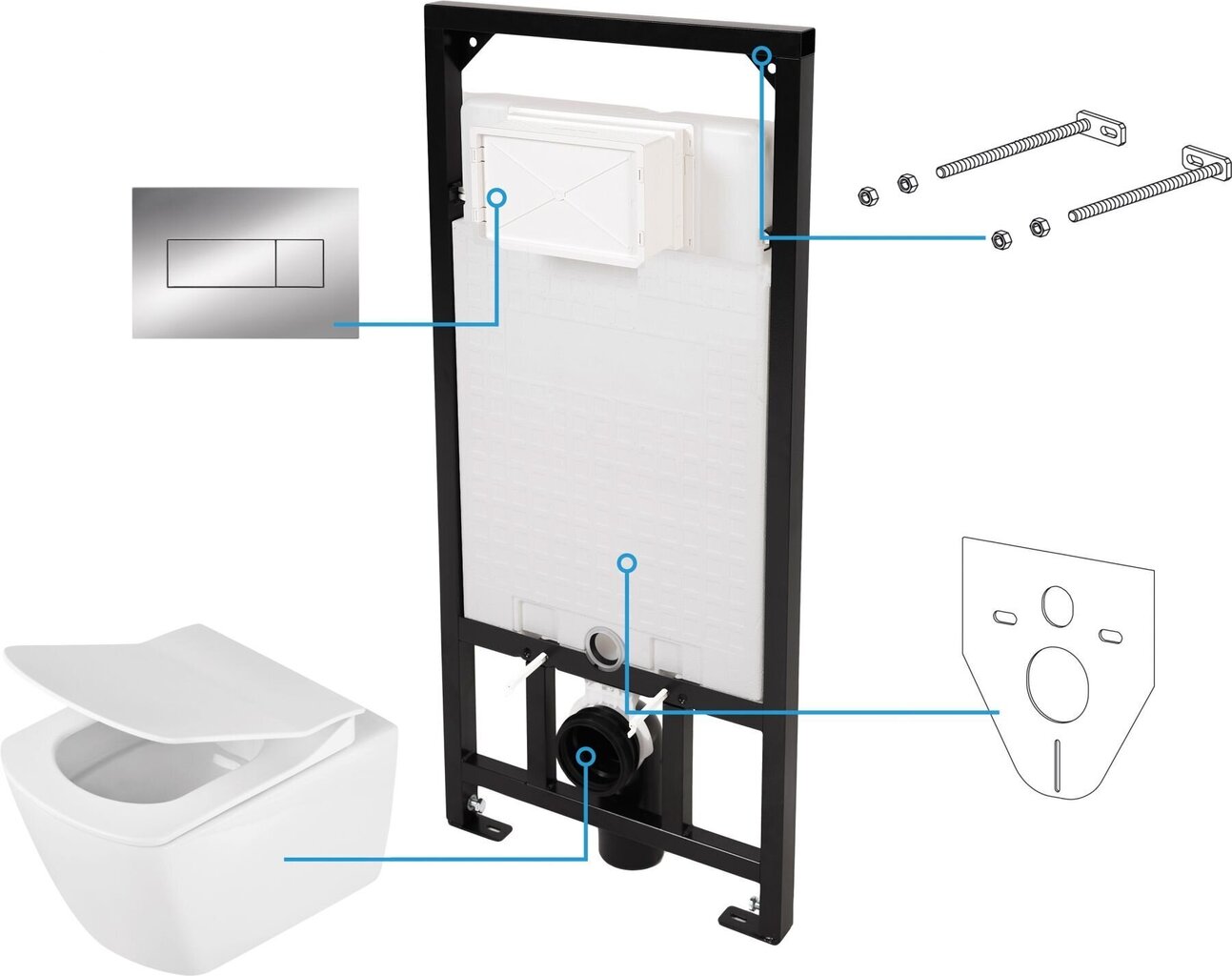 WC komplekt Deante Anemon Zero Slim 5in1 CDZS6ZPW, kroomitud nupp цена и информация | WС-potid | kaup24.ee