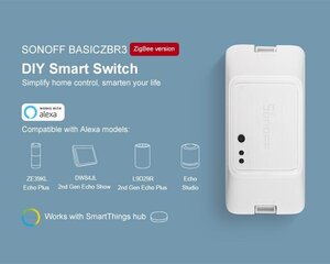 Смарт переключатель Sonoff BASICZBR3, 2200 Вт,  230VAC, контролируется приложением, Wi-Fi, ZigBee, голосовое управление, режим DIY цена и информация | Системы безопасности, контроллеры | kaup24.ee