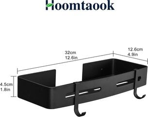 No Drilling Shower Caddy Black Shower Caddy Vannituba Caddy Vannituba Caddy Alumiiniumist Dušš Caddy Vannitoatarvikud 2-osaline dušikabiin ja dušialus musta konksuga hind ja info | Vannitoa sisustuselemendid ja aksessuaarid | kaup24.ee