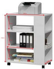 Multifunktsionaalne rullikutega printerilaud valge hind ja info | Arvutilauad, kirjutuslauad | kaup24.ee