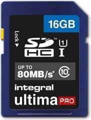 Integral UltimaPro 16 GB SDHC 80MB CLASS 10 UHS-I U1 hind ja info | Fotoaparaatide mälukaardid | kaup24.ee