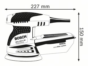 Эксцентриковая шлифовальная машинка Bosch GEX 125-1, без аккумулятора и зарядного устройства цена и информация | Шлифовальные машины | kaup24.ee