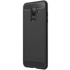 „Carbon“ твердый силиконовый чехол (TPU) - черный (Galaxy A6+ 2018) цена и информация | Чехлы для телефонов | kaup24.ee