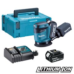 Аккумуляторная эксцентриковая шлифовальная машина Makita 18В 125мм 2x5,0Ач Li-Ion (DBO180RTJ) цена и информация | Шлифовальные машины | kaup24.ee