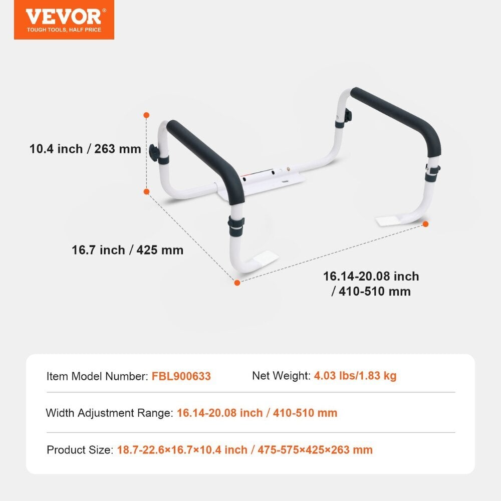 WC seisov käepide Vevor, 410-510 mm, 136 kg hind ja info | Vannitoaseadmed puuetega inimestele | kaup24.ee