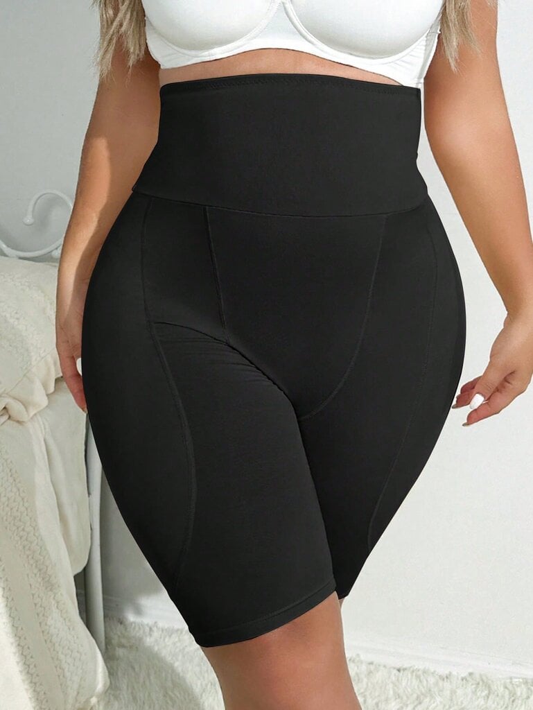 Plus Solid Wideband Waist Shapewear lühikesed püksid · Must · 3XL цена и информация | Vormiv pesu | kaup24.ee