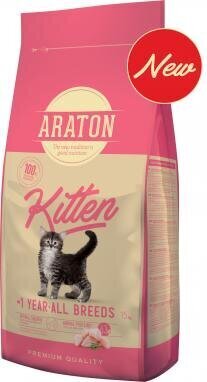 Kuivtoit kõikidest tõugudest kassipoegadele kuni 1-aasta Araton Kitten, 15 kg цена и информация | Kuivtoit kassidele | kaup24.ee