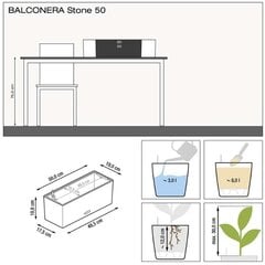 Балконный ящик для цветов Lechuza Balconera Stone 50, черный цена и информация | Ящики для цветов | kaup24.ee