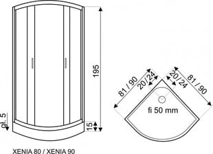 Душевая кабина Kerra Xenia Duo 90 с поддоном цена и информация | Душевые кабины | kaup24.ee