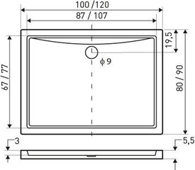 Душевой поддон Kerra Oskar 100x90 / 5,5 см цена и информация | Стойки для душа | kaup24.ee