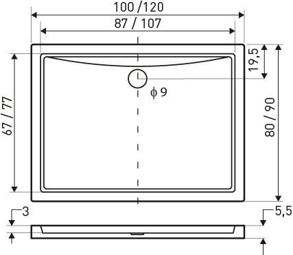 Dušialus Kerra Oskar 100x90/5,5 cm цена и информация | Dušialused | kaup24.ee