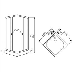Душевая кабина Kerra Olga SQ 80 с поддоном цена и информация | Душевые кабины | kaup24.ee