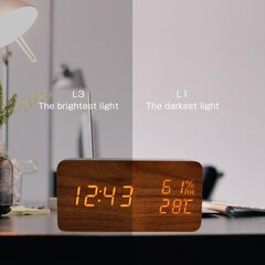 Digitaalne äratuskell LED lauakell Kuupäev Niiskus Temperatuur Puidu välimus Tribune kell Dekoratiivne äratuskell цена и информация | Радиоприемники и будильники | kaup24.ee