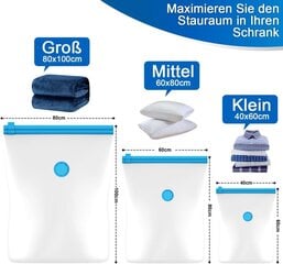 6-osaline komplekt Vaakum-hoiukotid 60x80cm vaakumkotid Ruumisäästlikud rõivakotid Riided Linased pesukotid korduvkasutatavad цена и информация | Стиральные машины | kaup24.ee