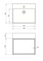 Praustuvas Deante Temisto su pakabinama konsole, 50x50 cm, CDTW6U5S, White/Nero цена и информация | Раковины | kaup24.ee