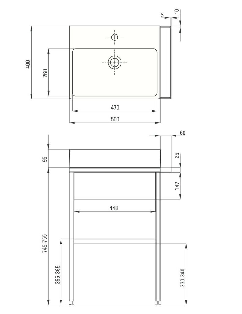 Valamu Deante Temisto eraldiseisva konsooliga CDTD6U4S, black mat/oak hind ja info | Kraanikausid, valamud | kaup24.ee