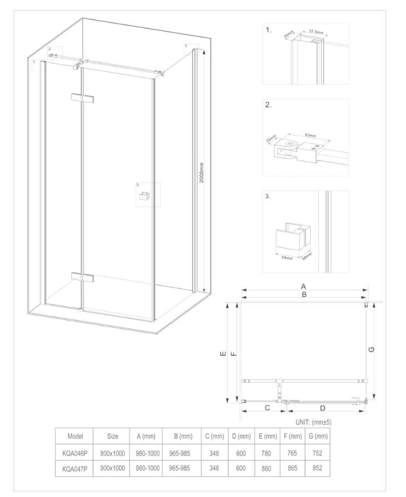 Dušikabiin Deante Arnika 80, 90x100cm, black mat hind ja info | Dušikabiinid | kaup24.ee