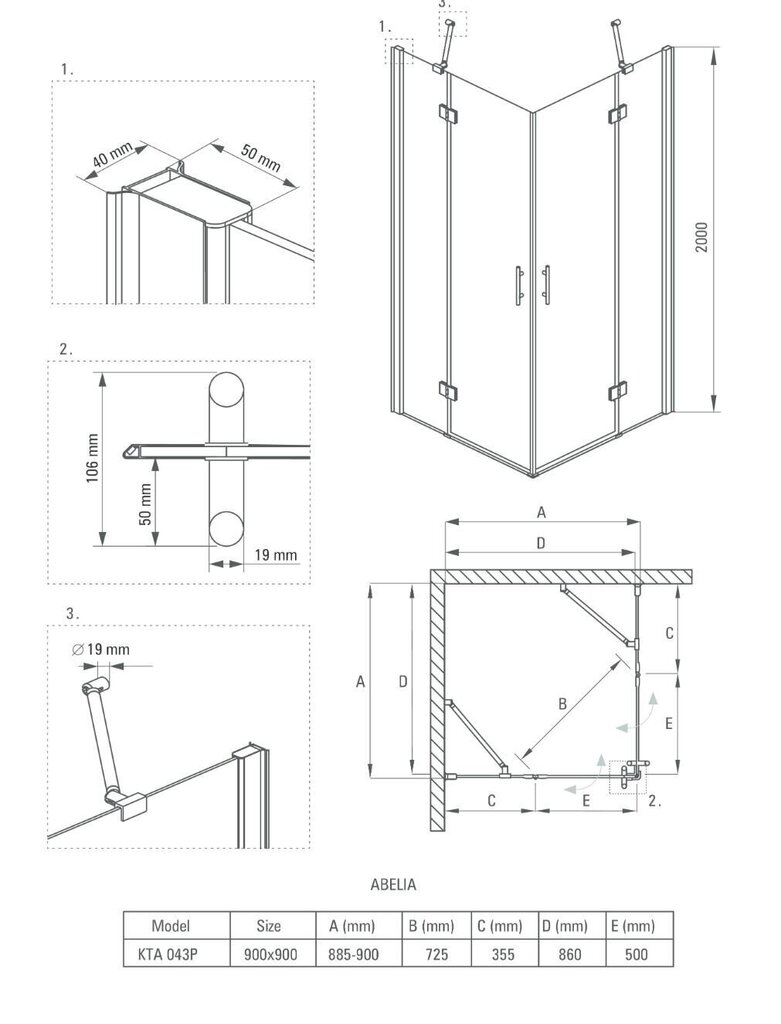 Dušikabiin Deante Abelia 80x80, 90x90, 100x100cm, chrom hind ja info | Dušikabiinid | kaup24.ee