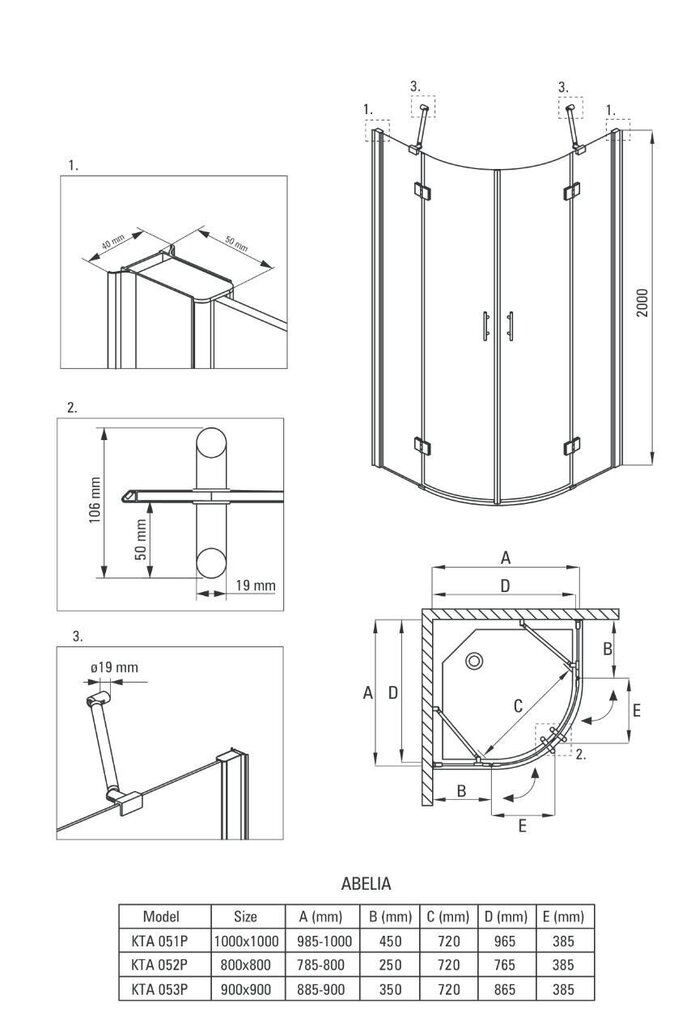 Poolringikujuline dušikabiin Deante Abelia 80x80, 90x90, 100x100 cm, chrom цена и информация | Dušikabiinid | kaup24.ee