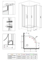 Poolringikujuline dušikabiin Deante Funkia 80x80, 90x90 cm, läbipaistev hind ja info | Dušikabiinid | kaup24.ee