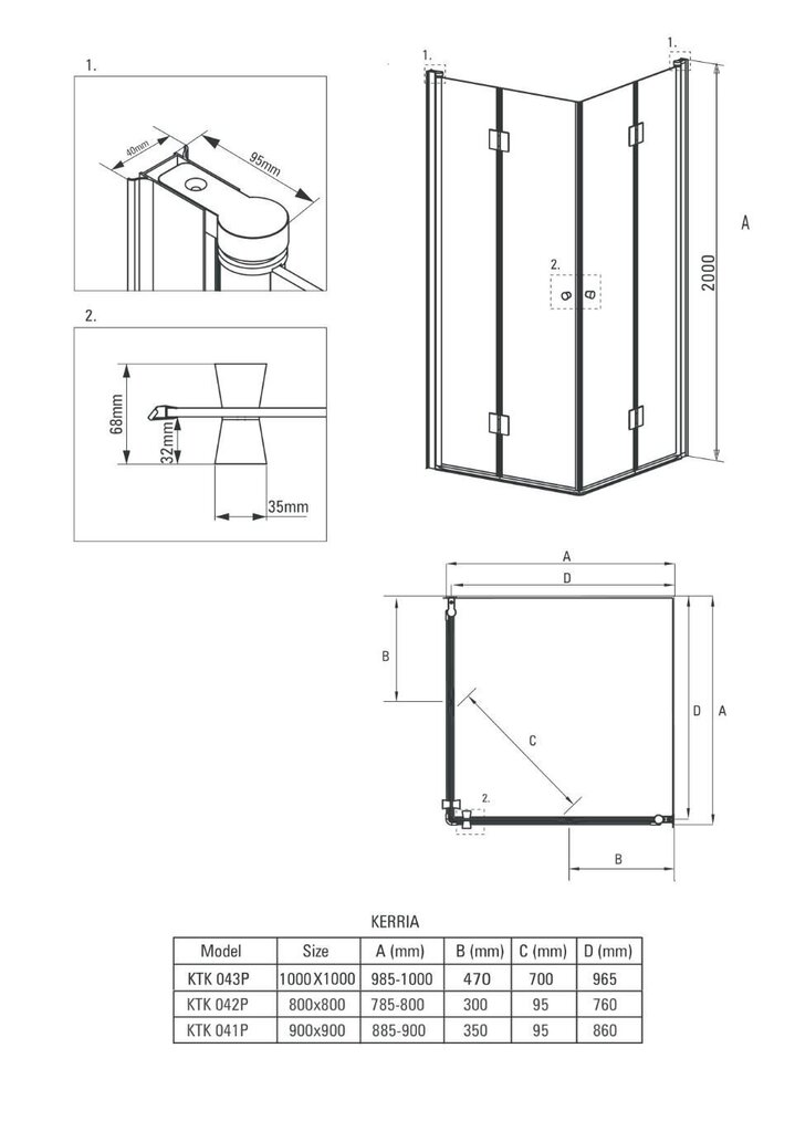 Dušikabiin Deante Kerria 80x80, 90x90, 100x100cm, chrom цена и информация | Dušikabiinid | kaup24.ee