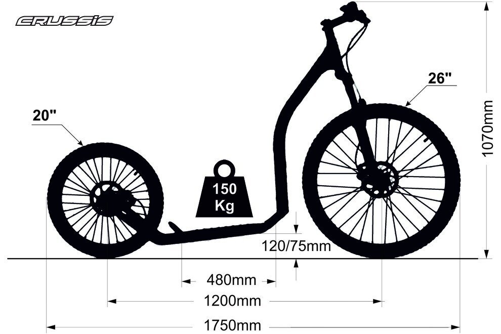 Tõukeratas CRUSSIS 26/20 HD CROSS 6.2, roheline hind ja info | Tõukerattad | kaup24.ee