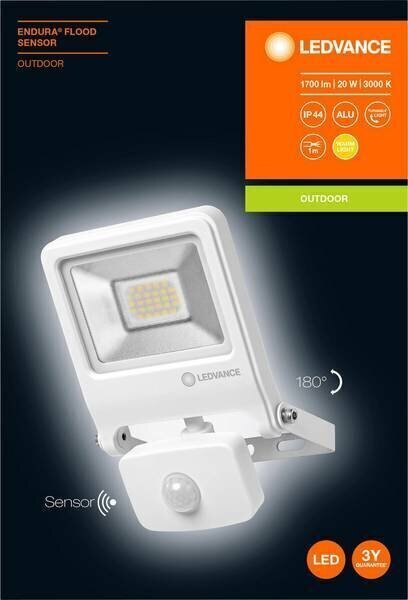 LED prožektor liikumisanduriga LEDVANCE, 20W 3000K цена и информация | Aia- ja õuevalgustid | kaup24.ee