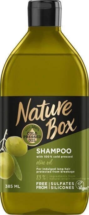 Šampoon oliiviõliga NATURE BOX Olive Oil 385 ml цена и информация | Šampoonid | kaup24.ee