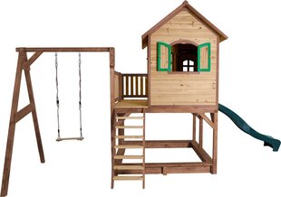 Деревянный домик с качелями и горкой Axi Liam Julia, Brown/green/green цена и информация | Детские игровые домики | kaup24.ee