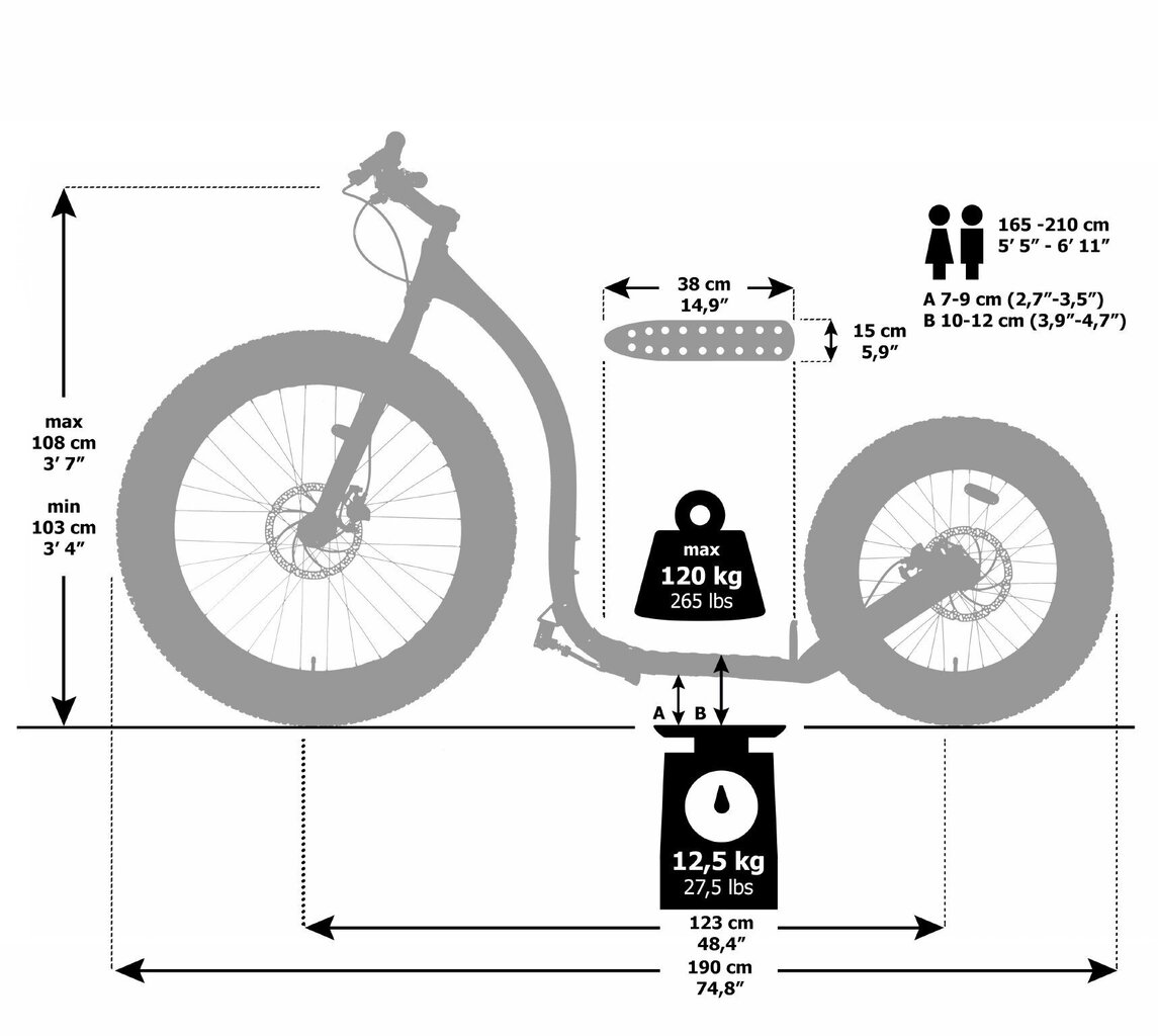 Tõukeratas KICKBIKE FAT MAX, must hind ja info | Tõukerattad | kaup24.ee