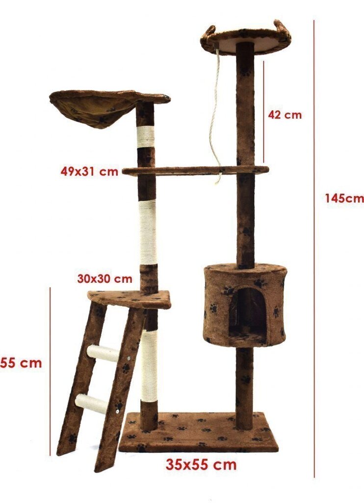 Kraapimispuu Dumbo, pruun, 145 cm hind ja info | Kraapimispuud | kaup24.ee