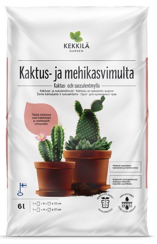 Kaktuse- ja sukulendimuld „Kekkila” 6 L hind ja info | Muld, turvas, kompost | kaup24.ee