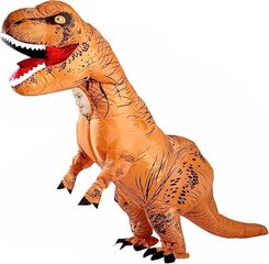 Laste ja täiskasvanute dinosauruste täispuhutav rollimängu kostüüm Tyrannosaurus Rex Anime multifilmide peokostüüm Halloweeni kostüüm, oranž - lastele 120-140 cm hind ja info | Karnevali kostüümid | kaup24.ee