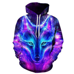 (WY1108-XS）Maagiline värv Galaxy Wolf Hoodie Hoodie Hoodies Men hind ja info | Meeste pusad | kaup24.ee