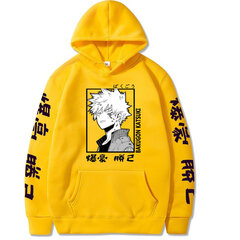 (Kollane-S）Harajuku My Hero Academia Hoodies meeste pikkade varrukatega dressipluus hind ja info | Meeste pusad | kaup24.ee