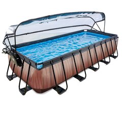 Каркасный бассейн с песочным фильтром, навесом и тепловым насосом Exit Wood, 540x250x100 см, коричневый цена и информация | Бассейны | kaup24.ee