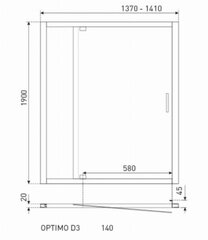 Душевые двери Kerra Optimo D3 140 ML цена и информация | Душевые двери и стены | kaup24.ee