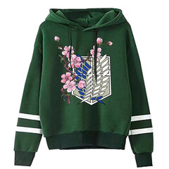 (roheline-S）Attack on Titan Hoodies Men Funny Japanese Anime Streetwear цена и информация | Мужские толстовки | kaup24.ee