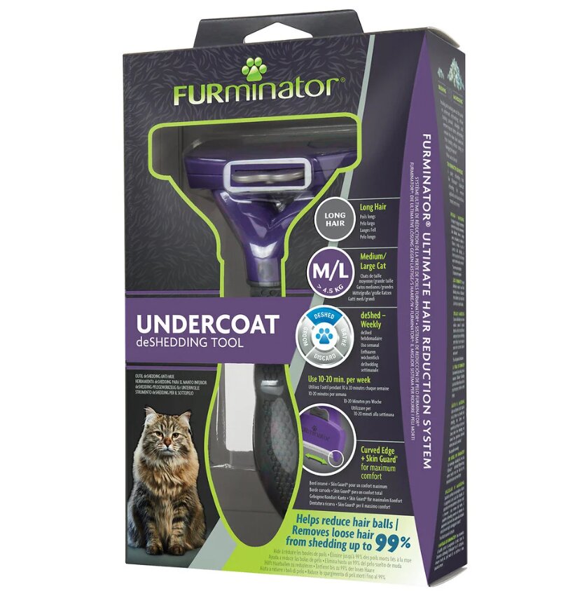 Furminaator pikakarvalistele kassidele Undercoat deShedding, M/L цена и информация | Hooldusvahendid loomadele | kaup24.ee