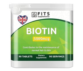 Биодобавка Биотин 5000 мкг 90 таблеток цена и информация | Другие пищевые добавки и препараты | kaup24.ee