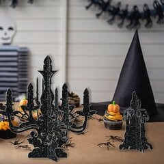 6 tk Halloweeni küünlajalgade kujundus, must 3D küünlajalgade paberist siluett Rekvisiit kummitusmaja laua keskpunkti jaoks Kuueosaline komplekt цена и информация | Аппликации, декорации, наклейки | kaup24.ee